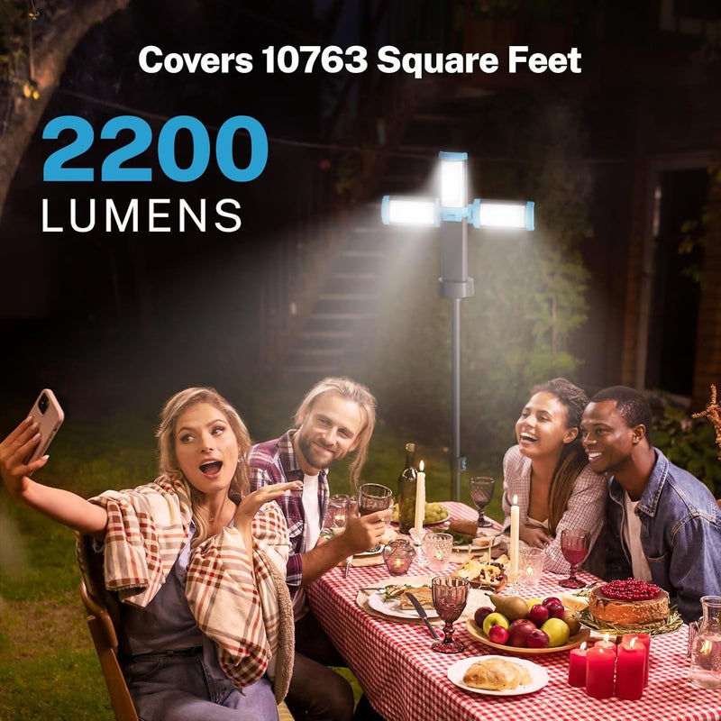 OGERY Rechargeable 10000mAh Camping Light with Stand 6.5 ft Max Height, Cordless Work Light with 3 LED Lamp Heads, 2200 Lumens Camping Essentials Gear Emergency Flashlight with Detachable Tripod - Image 3